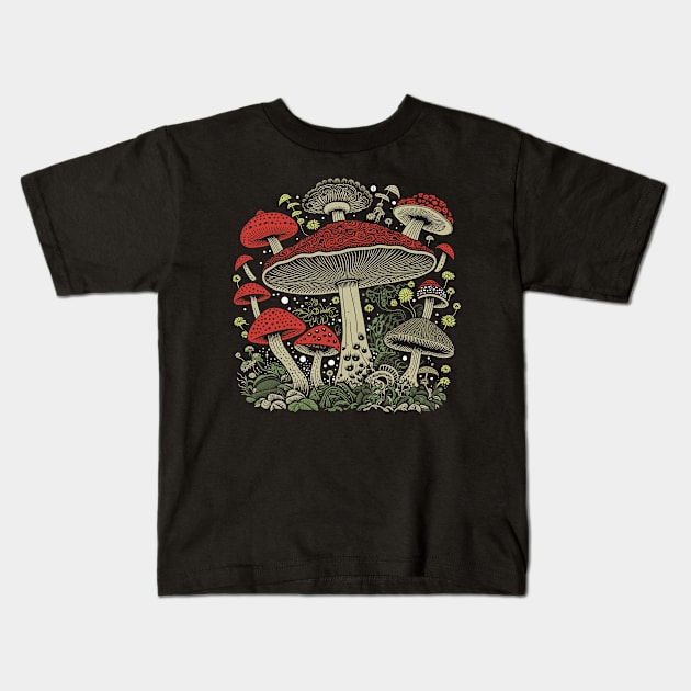 Fly agaric mushroom Kids T-Shirt by RusticVintager